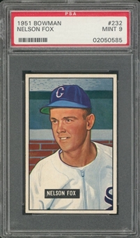 1951 Bowman #232 Nelson Fox Rookie Card – PSA MINT 9